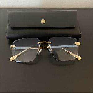 Gold and blue Rimless Sunglasses